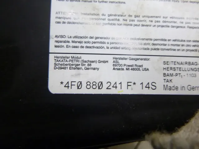Подушка безопасности боковая (в сиденье) для  Audi A8 [4E] 2002-2010